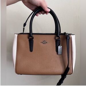 Coach Tan and Cream Satchel Coach Shoulder Bag